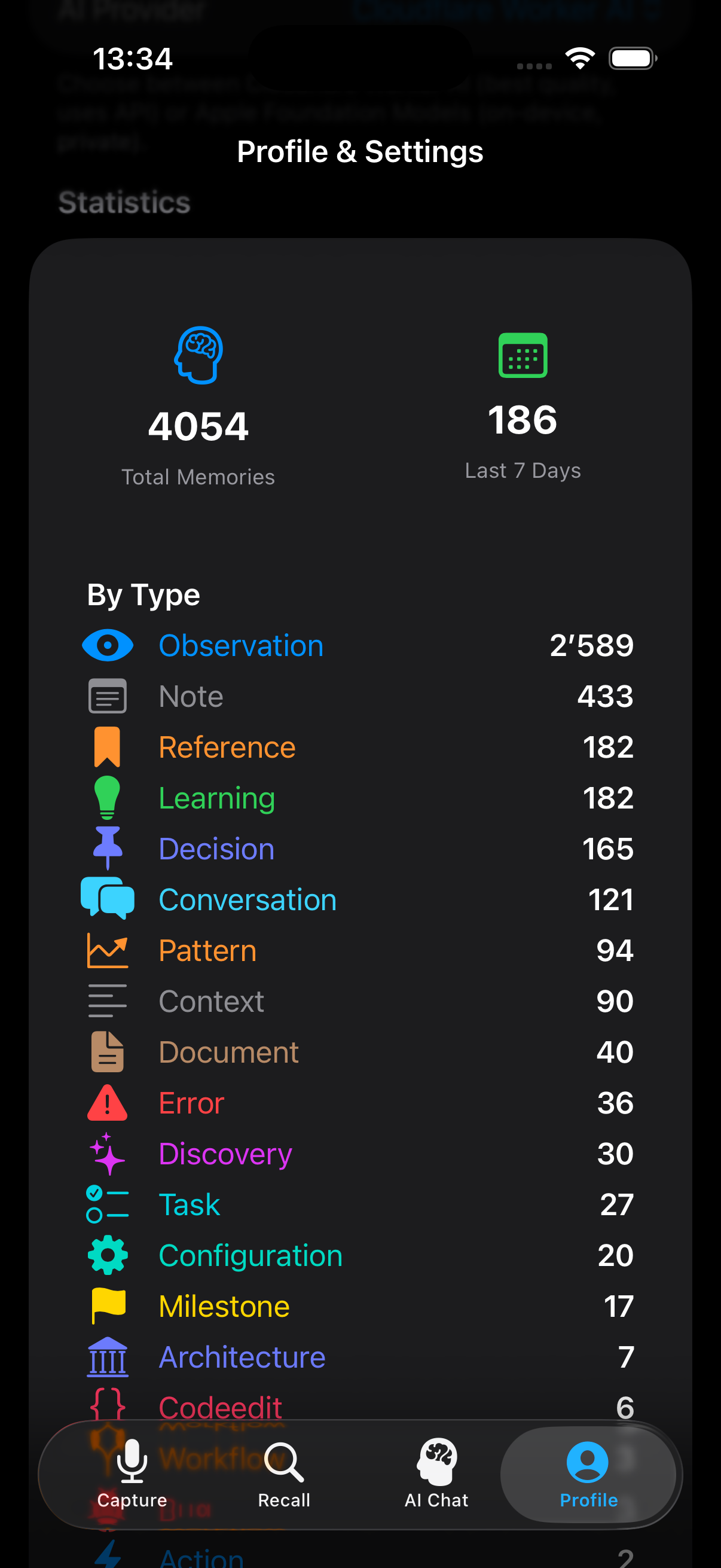 Memory Statistics Dark